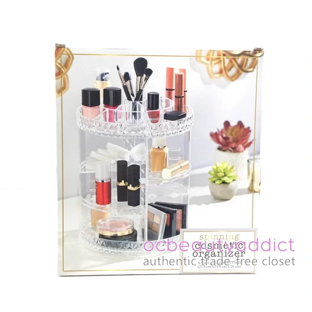 Clear Adjustable Shelf Spinning Cosmetic Organizer